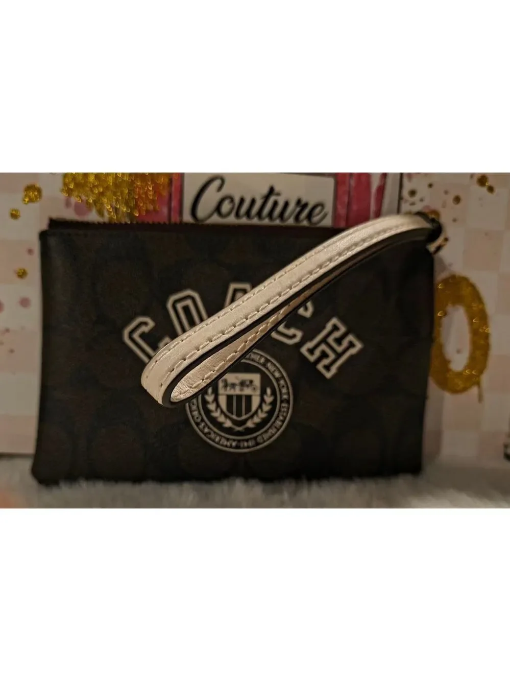 Coach Brown Signature Logo Wristlet